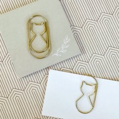 kancelářská sponka - velká kočka zlatá (1 ks)