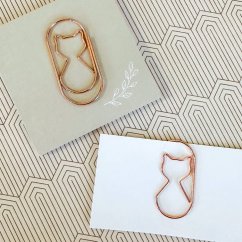 kancelářská sponka - velká kočka růžově zlatá (1 ks)