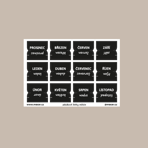 záložkové štítky měsíce černá