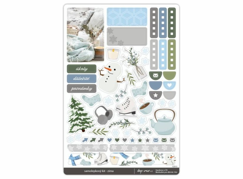 samolepkový kit - zima (arch 6 čísla kulatá)