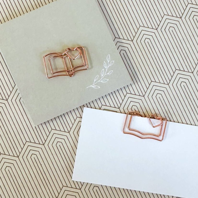 kancelářská sponka - kniha růžově zlatá (1 ks)