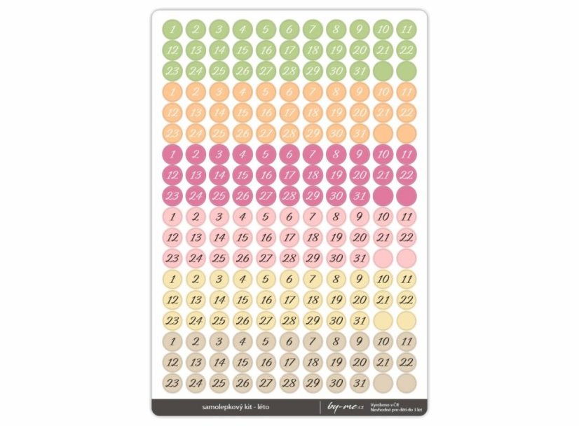 samolepkový kit - léto - arch: čísla
