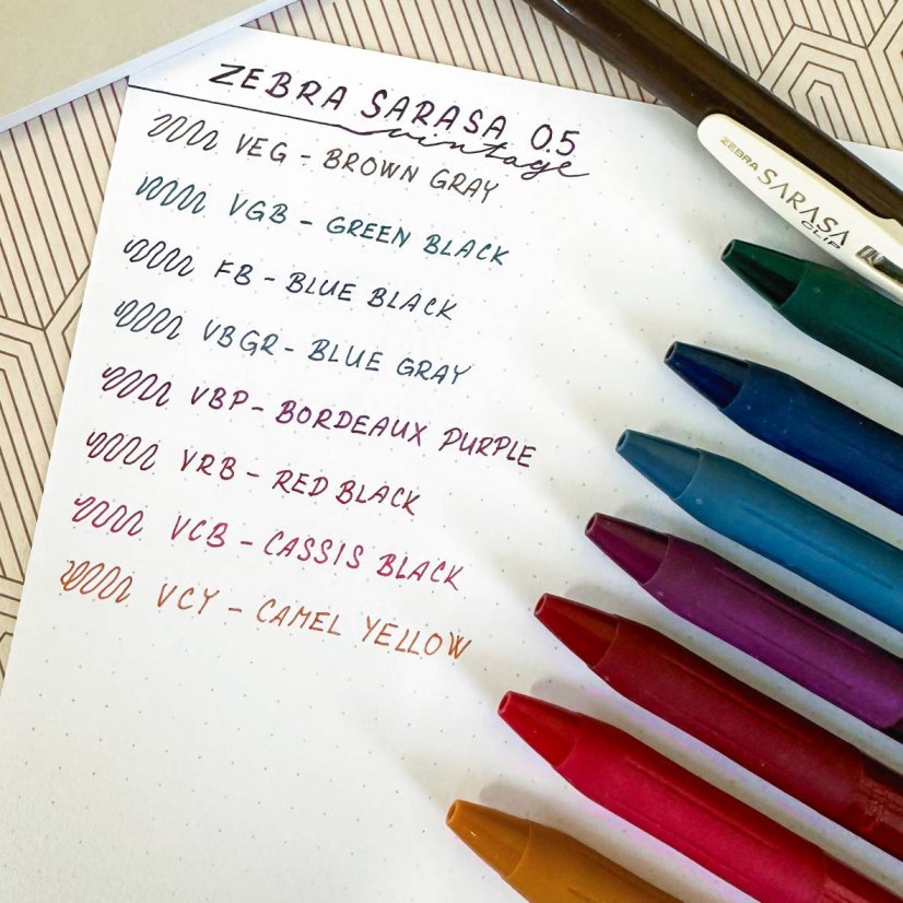 Zebra Sarasa Vintage 0.5 (výběr barev) - barva inkoustu: VBP - Bordeaux Purple