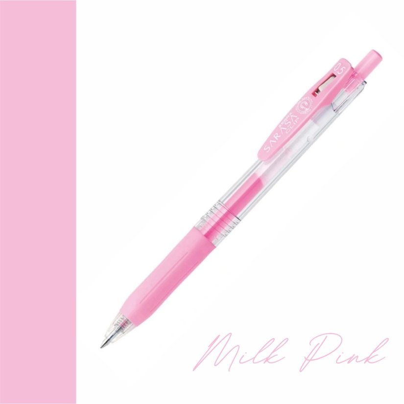 Zebra Sarasa Milk 0.5 (výběr barev) - barva inkoustu: MKP - Milk Pink