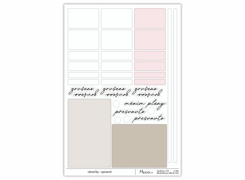 samolepky rámečky - opravné