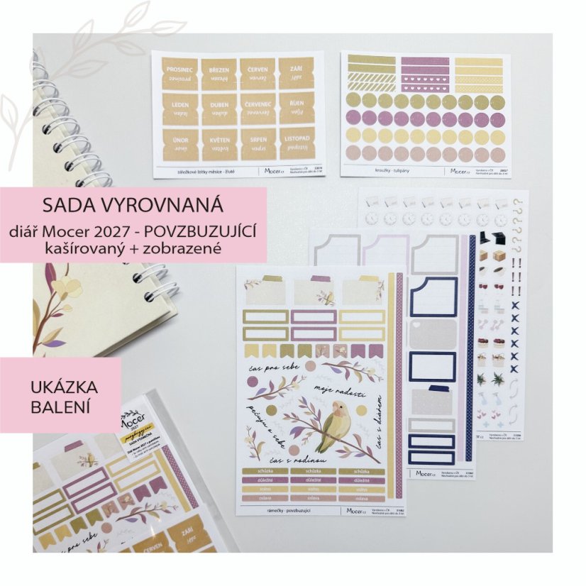 SADA Diář Mocer 2027 - POVZBUZUJÍCÍ (kašírovaný - 2 varianty) - diář 2027 varianta: SADA VYROVNANÁ 