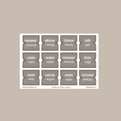 záložkové štítky měsíce šedá