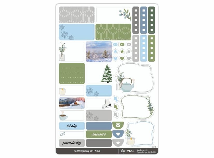 samolepkový kit - zima (arch 6 čísla kulatá)