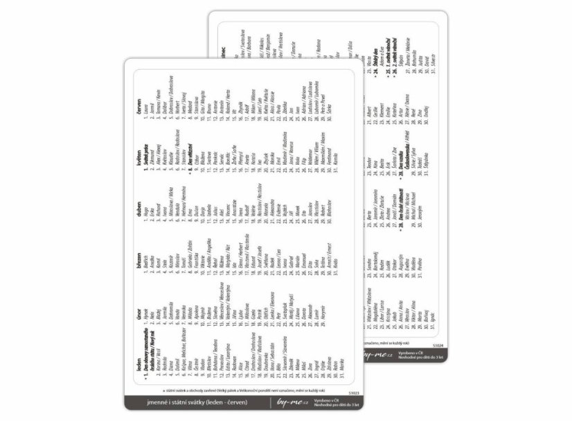 samolepky jmenné i státní svátky (červenec - prosinec Jmenné i státní svátek pro měsíce červenec až prosinec)