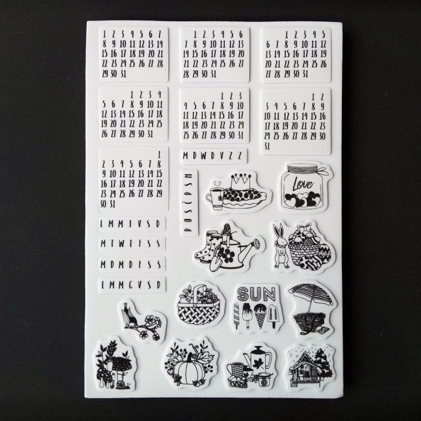 razítka kalendária a měsíce roku